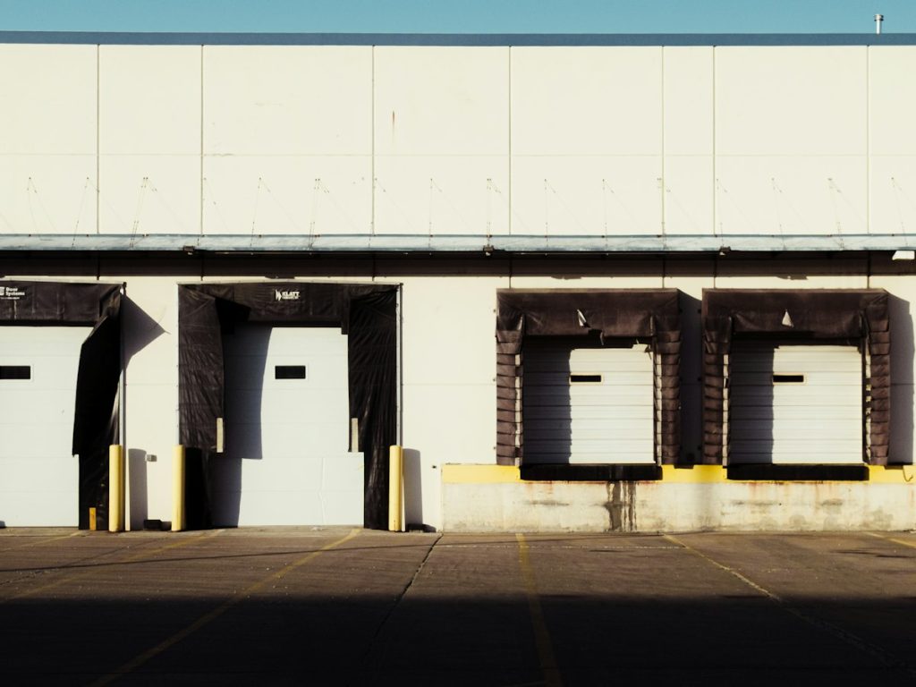 Loading doors along a commercial warehouse